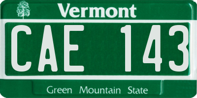 VT license plate CAE143