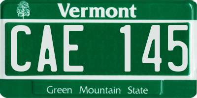 VT license plate CAE145