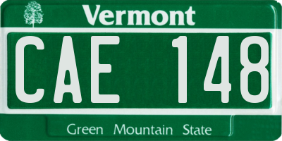 VT license plate CAE148