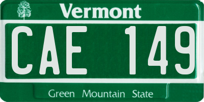 VT license plate CAE149