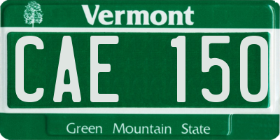 VT license plate CAE150