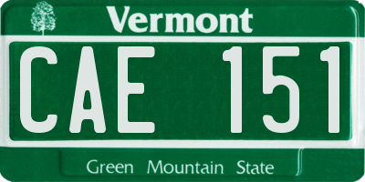 VT license plate CAE151