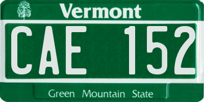 VT license plate CAE152