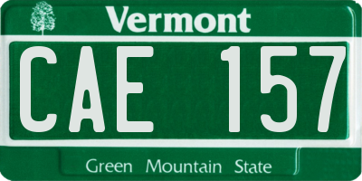 VT license plate CAE157
