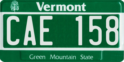 VT license plate CAE158
