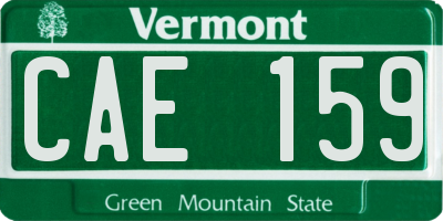 VT license plate CAE159