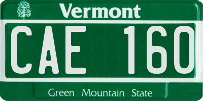 VT license plate CAE160