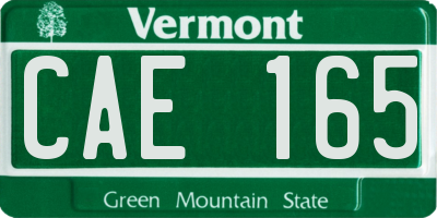 VT license plate CAE165