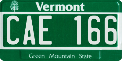 VT license plate CAE166