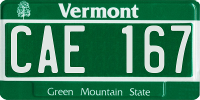 VT license plate CAE167