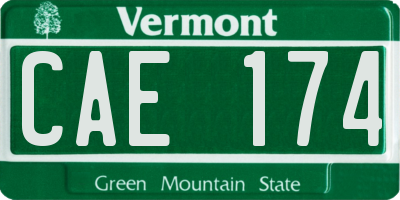 VT license plate CAE174