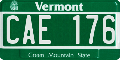 VT license plate CAE176