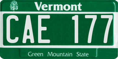 VT license plate CAE177