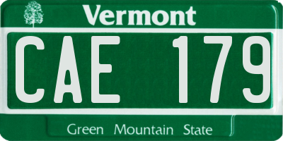 VT license plate CAE179