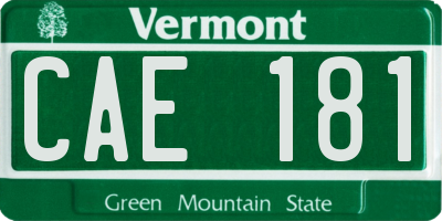 VT license plate CAE181