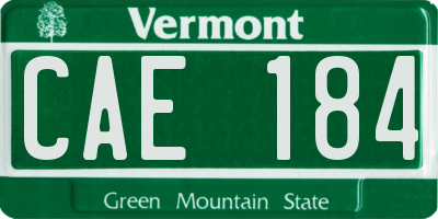 VT license plate CAE184