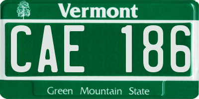 VT license plate CAE186