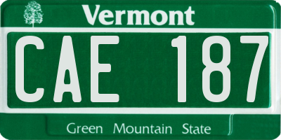 VT license plate CAE187