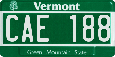 VT license plate CAE188