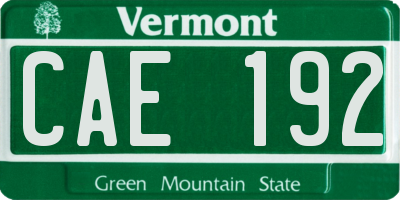 VT license plate CAE192