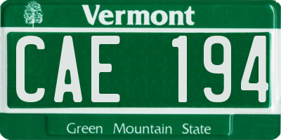 VT license plate CAE194