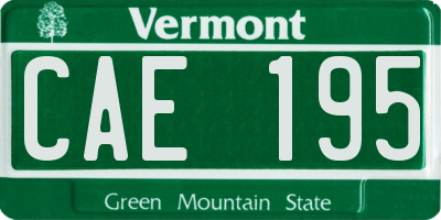 VT license plate CAE195