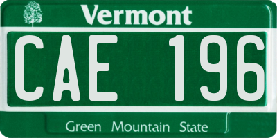 VT license plate CAE196