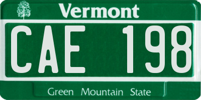 VT license plate CAE198