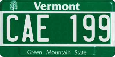 VT license plate CAE199