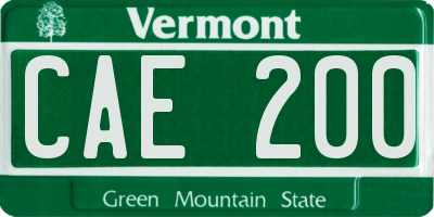 VT license plate CAE200