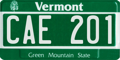 VT license plate CAE201