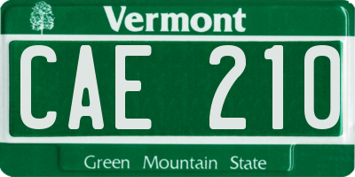 VT license plate CAE210