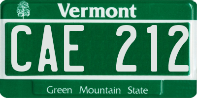 VT license plate CAE212