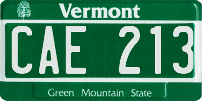 VT license plate CAE213