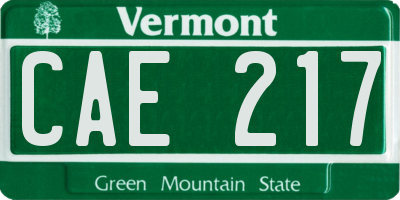 VT license plate CAE217
