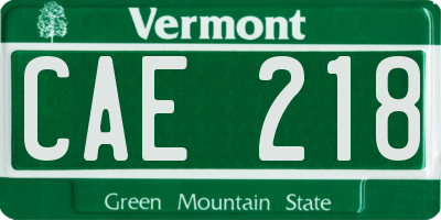 VT license plate CAE218