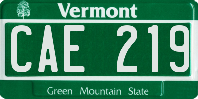 VT license plate CAE219