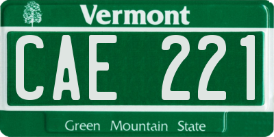 VT license plate CAE221