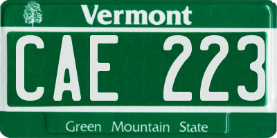 VT license plate CAE223