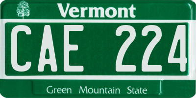VT license plate CAE224