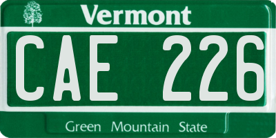 VT license plate CAE226