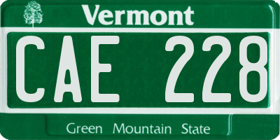 VT license plate CAE228