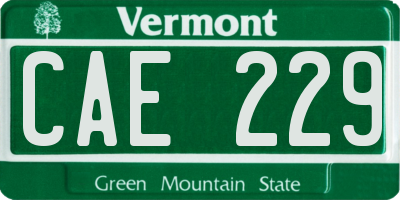 VT license plate CAE229