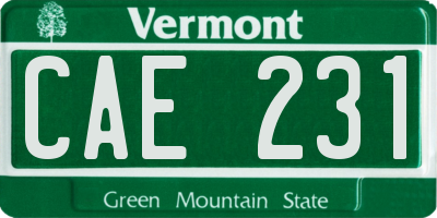 VT license plate CAE231