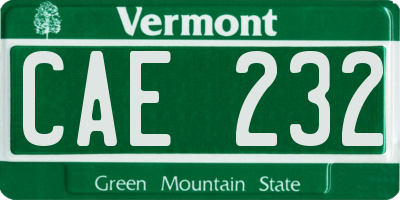 VT license plate CAE232