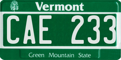 VT license plate CAE233