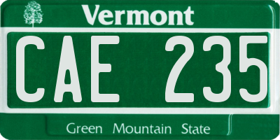 VT license plate CAE235