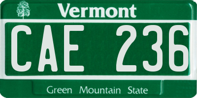 VT license plate CAE236