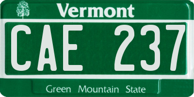 VT license plate CAE237
