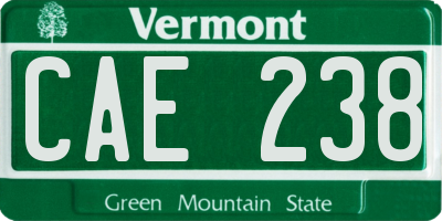 VT license plate CAE238
